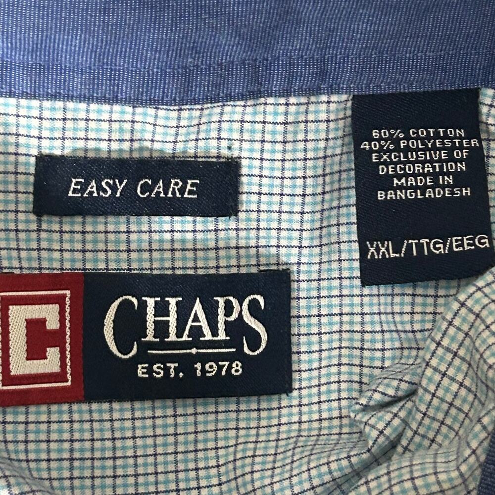 Chaps Easy care men's xxl long sleeve button up checkered shirt